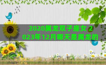2020属龙双子座女 2023年12月哪天是属龙的